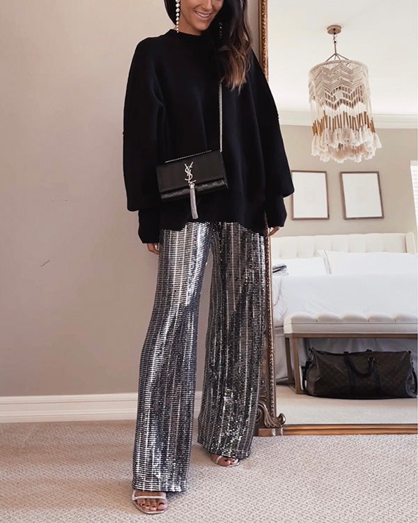 Sequin Wide Leg Sparkle Pants