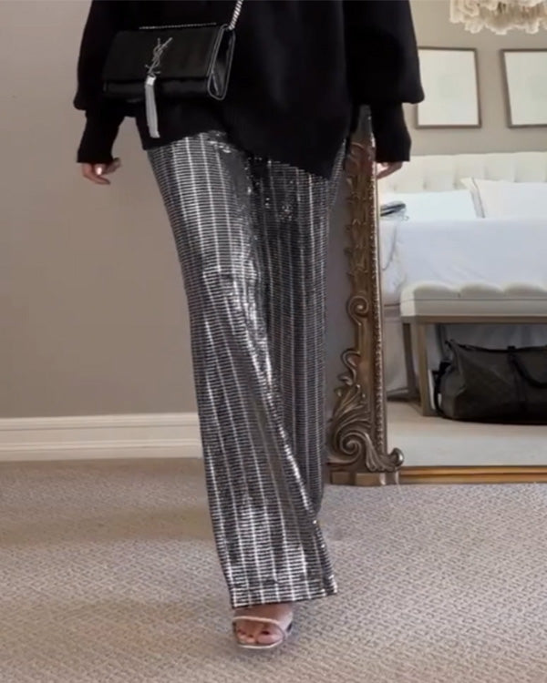 Sequin Wide Leg Sparkle Pants