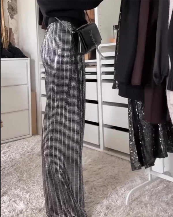 Sequin Wide Leg Sparkle Pants