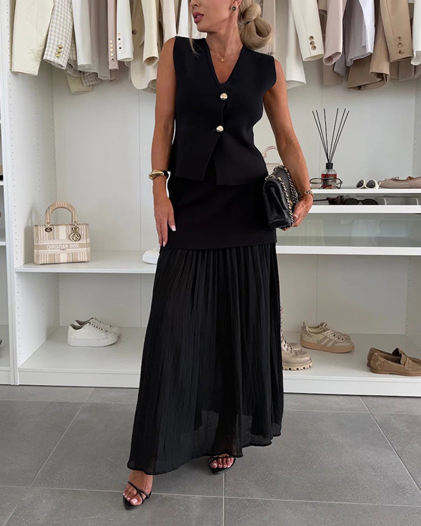 Fashion Vest & Chiffon Skirt Set