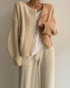 2 Color Knitting Short Cardigan