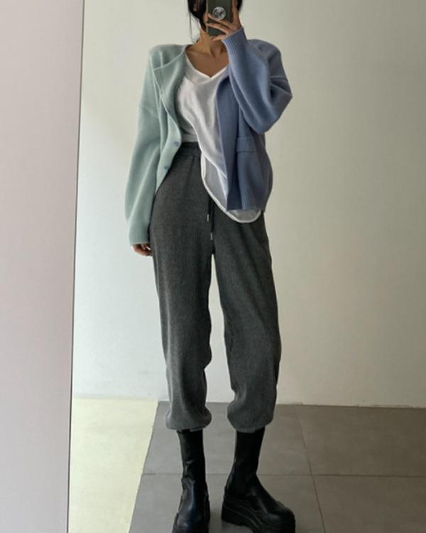 2 Color Knitting Short Cardigan