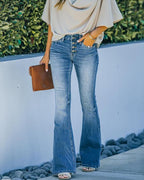 Button Fly Slim Flare Jeans