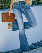Button Fly Slim Flare Jeans