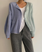 2 Color Knitting Short Cardigan