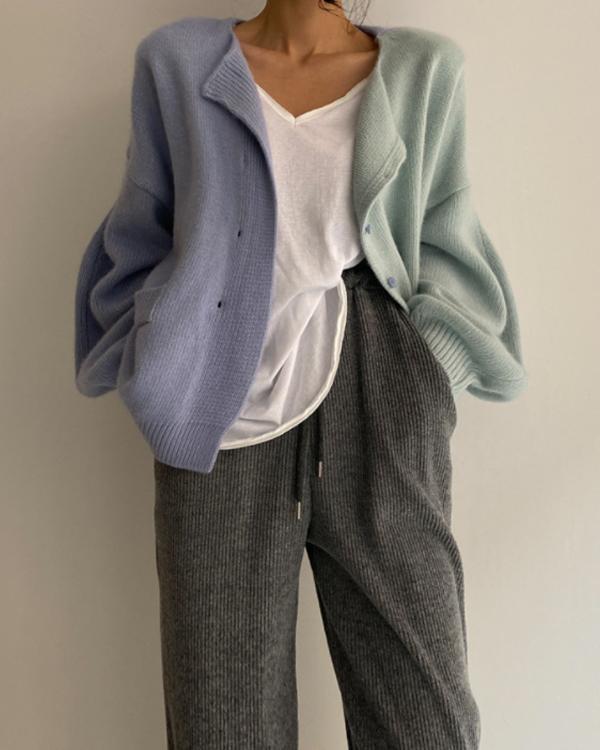 2 Color Knitting Short Cardigan