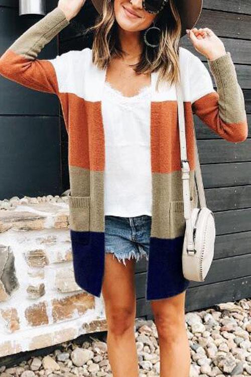 Rainbow Striped Sweater Cardigan