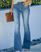 Button Fly Slim Flare Jeans