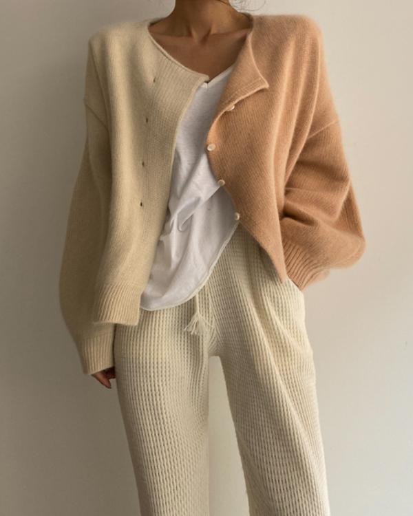 2 Color Knitting Short Cardigan