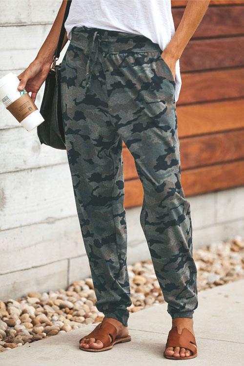 Camo Elastic Waist Pants