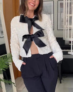 Sequin Bowknot Close 2 Way Style Jacket