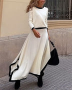 Chic O Neck Top & Skirt Set