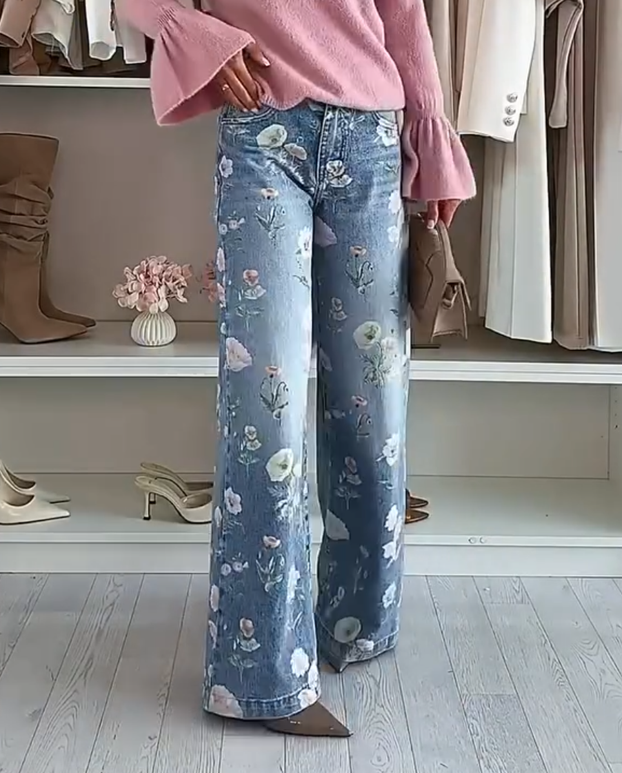 Floral Wide Leg Jeans