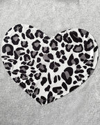 Leopard Heart Print Short Sleeve Pajamas Set