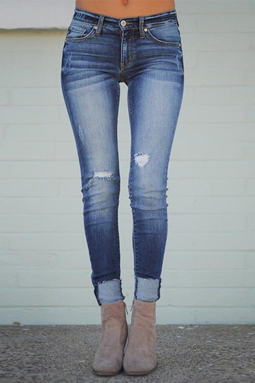 High Waist Worn Out Jeans