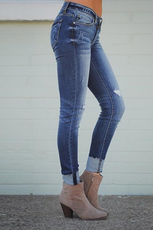 High Waist Worn Out Jeans