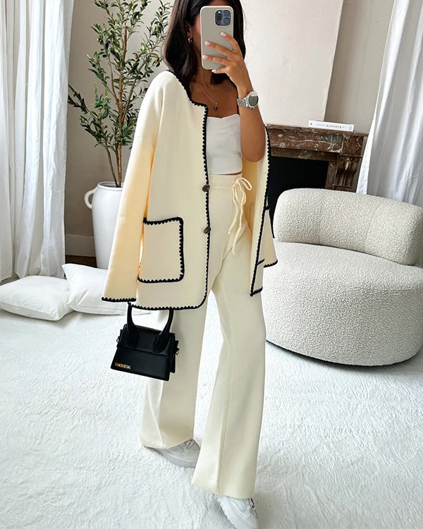 Hand Suture Edge Jacket & Pants 2 Piece Set