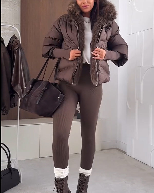 Large Fur Hooded Down Jacket