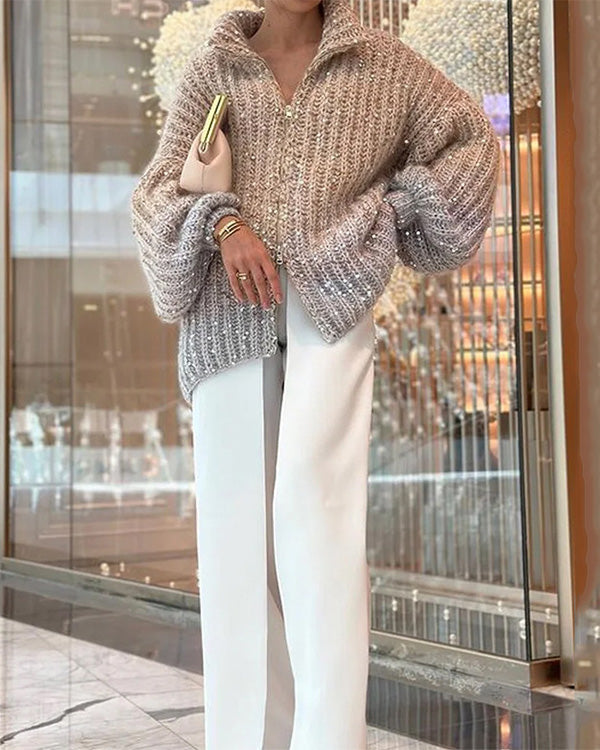 Sequined Knitting Jacket Sweater