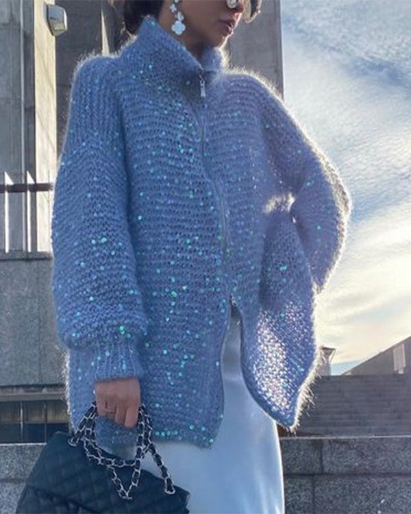 Sequined Knitting Jacket Sweater