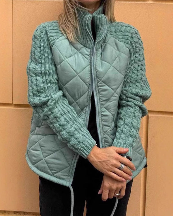 Zipper Knitting Sleeve Cotton Coat Jacket