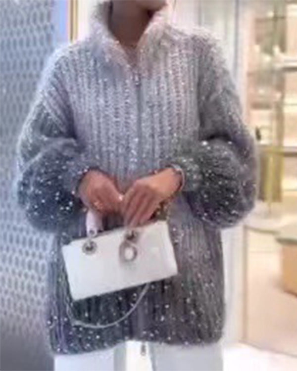 Sequined Knitting Jacket Sweater