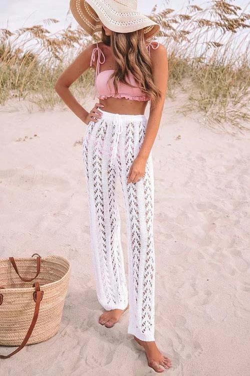 Hollow Out Knitted Bikini Beach Pants