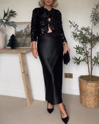 Sequin Bowknot Close 2 Way Style Jacket