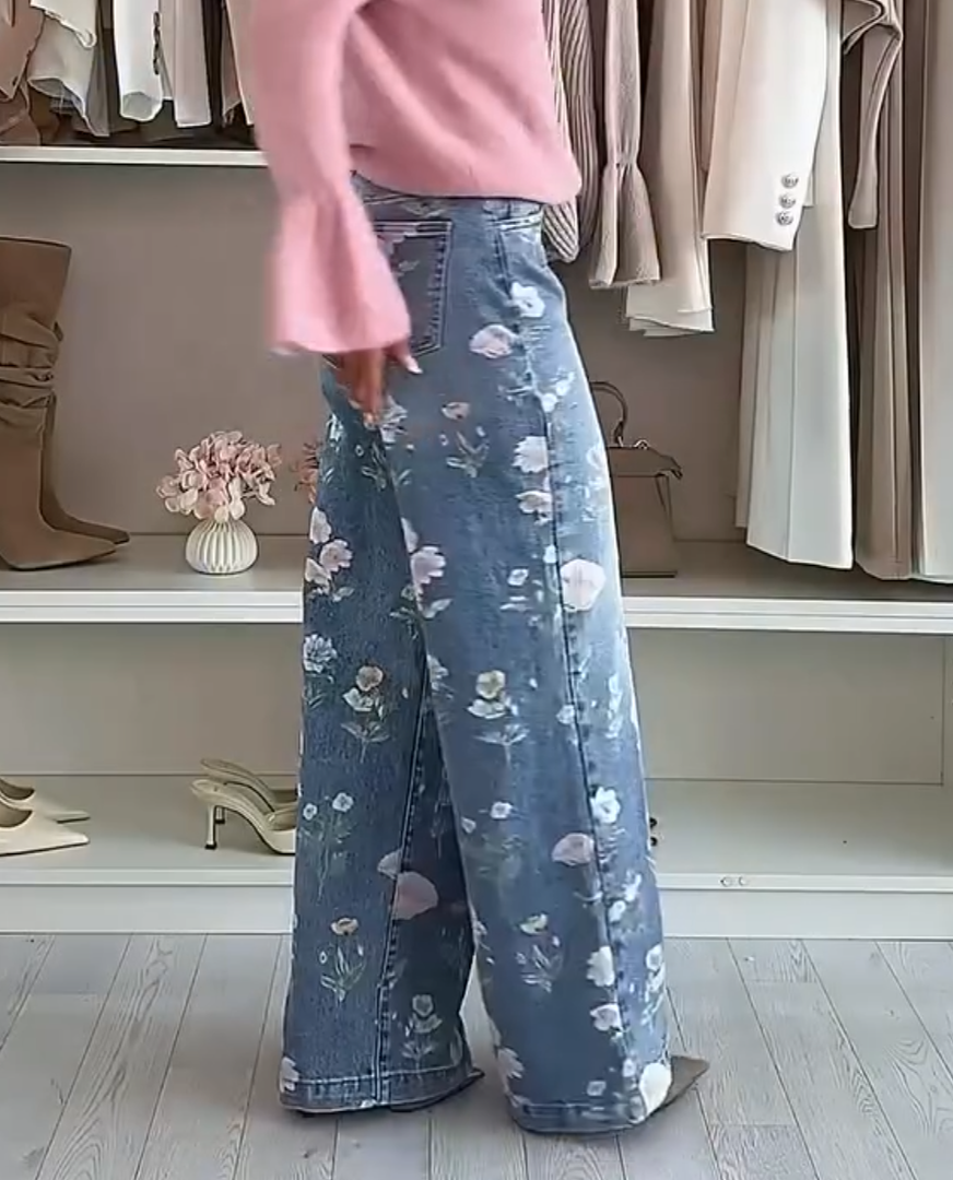 Floral Wide Leg Jeans