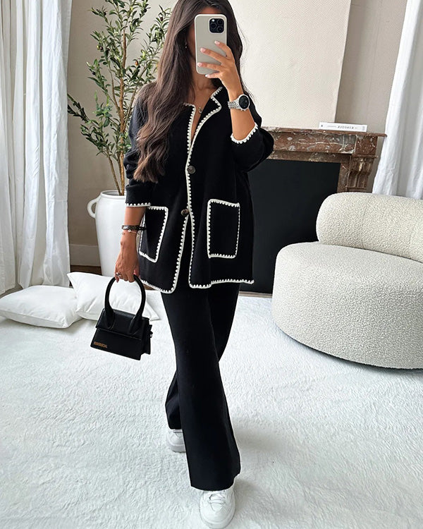 Hand Suture Edge Jacket & Pants 2 Piece Set