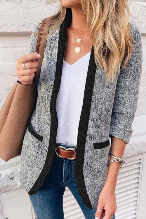 Smoky Gray Classic Blazer Suit Coat