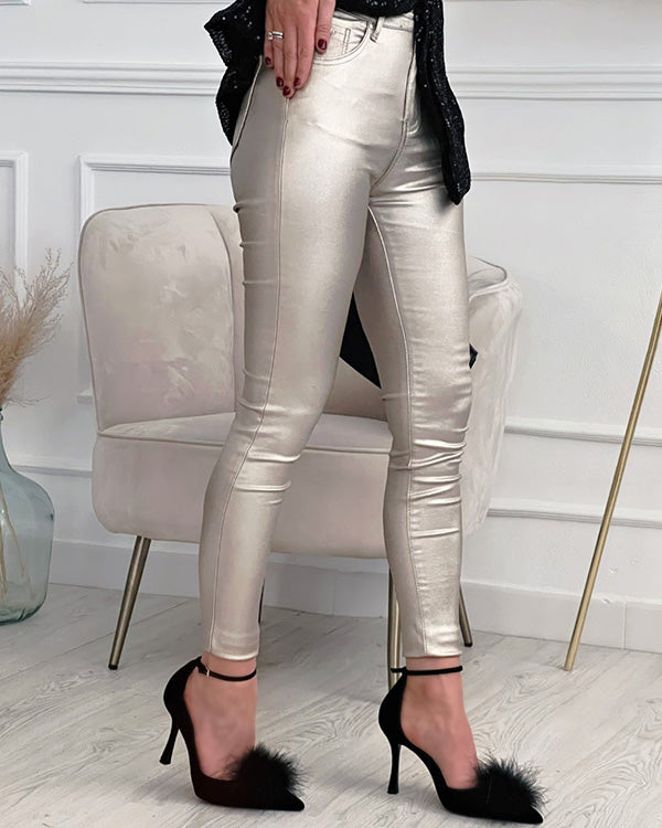 Metal Feel Leggings Pants