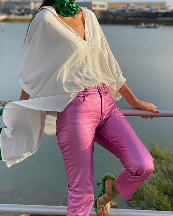 Metal Feel Leggings Pants