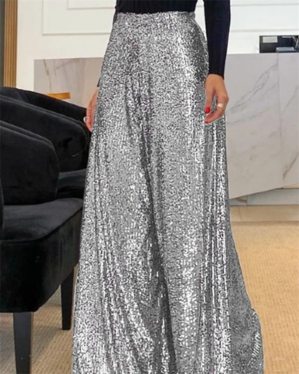 Sequin Wide Leg Skirt Pants