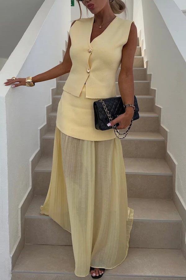 Fashion Vest & Chiffon Skirt Set