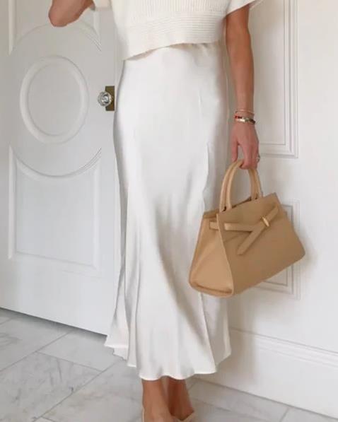 Knitting Top & Silk  Skirt