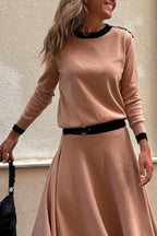 Chic O Neck Top & Skirt Set