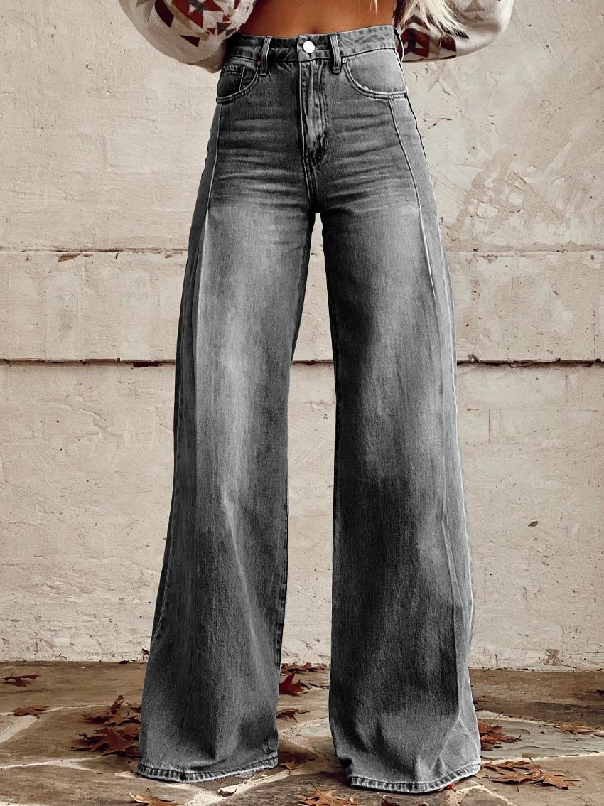 Vintage Wide Leg Denim Feel Pants