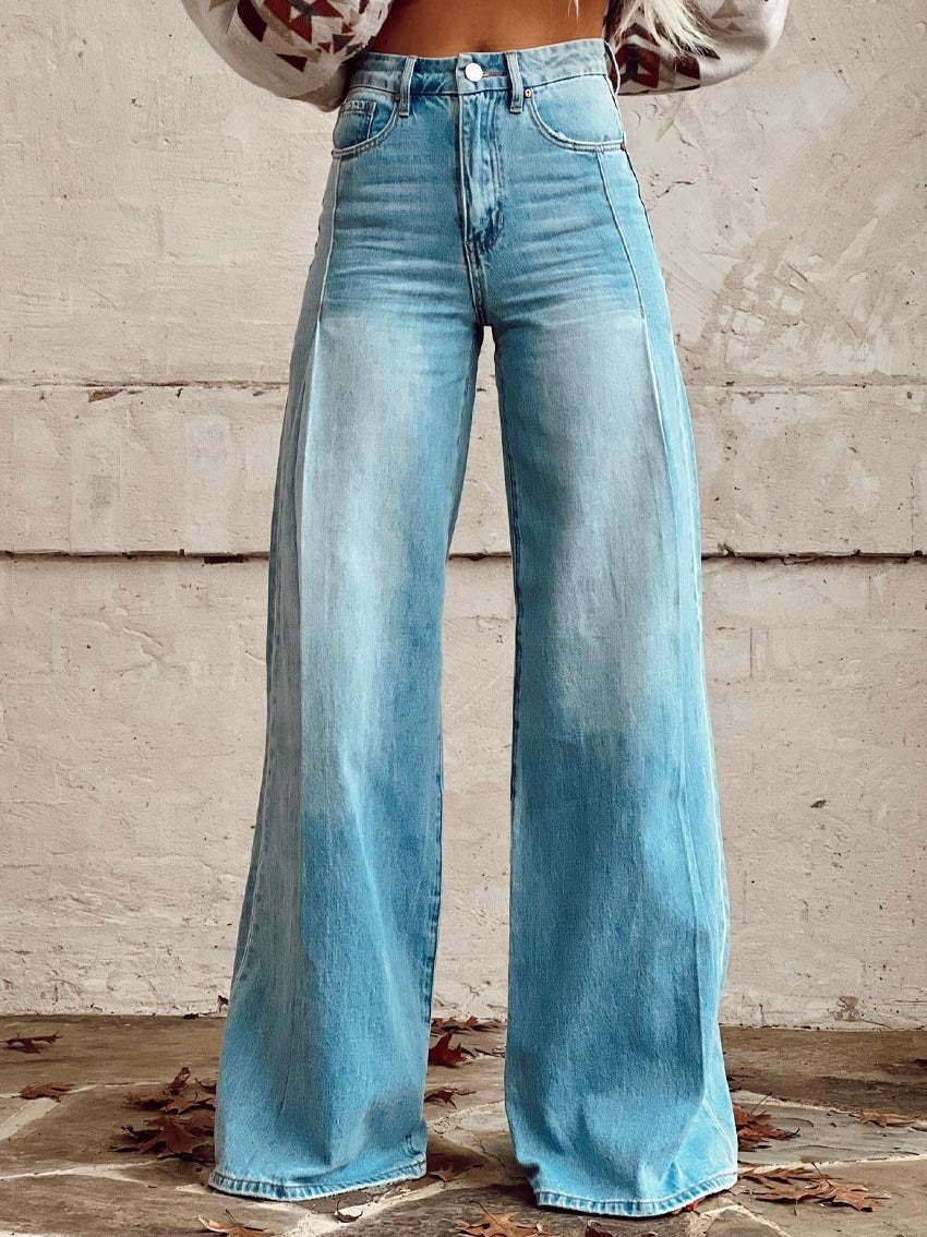 Vintage Wide Leg Denim Feel Pants