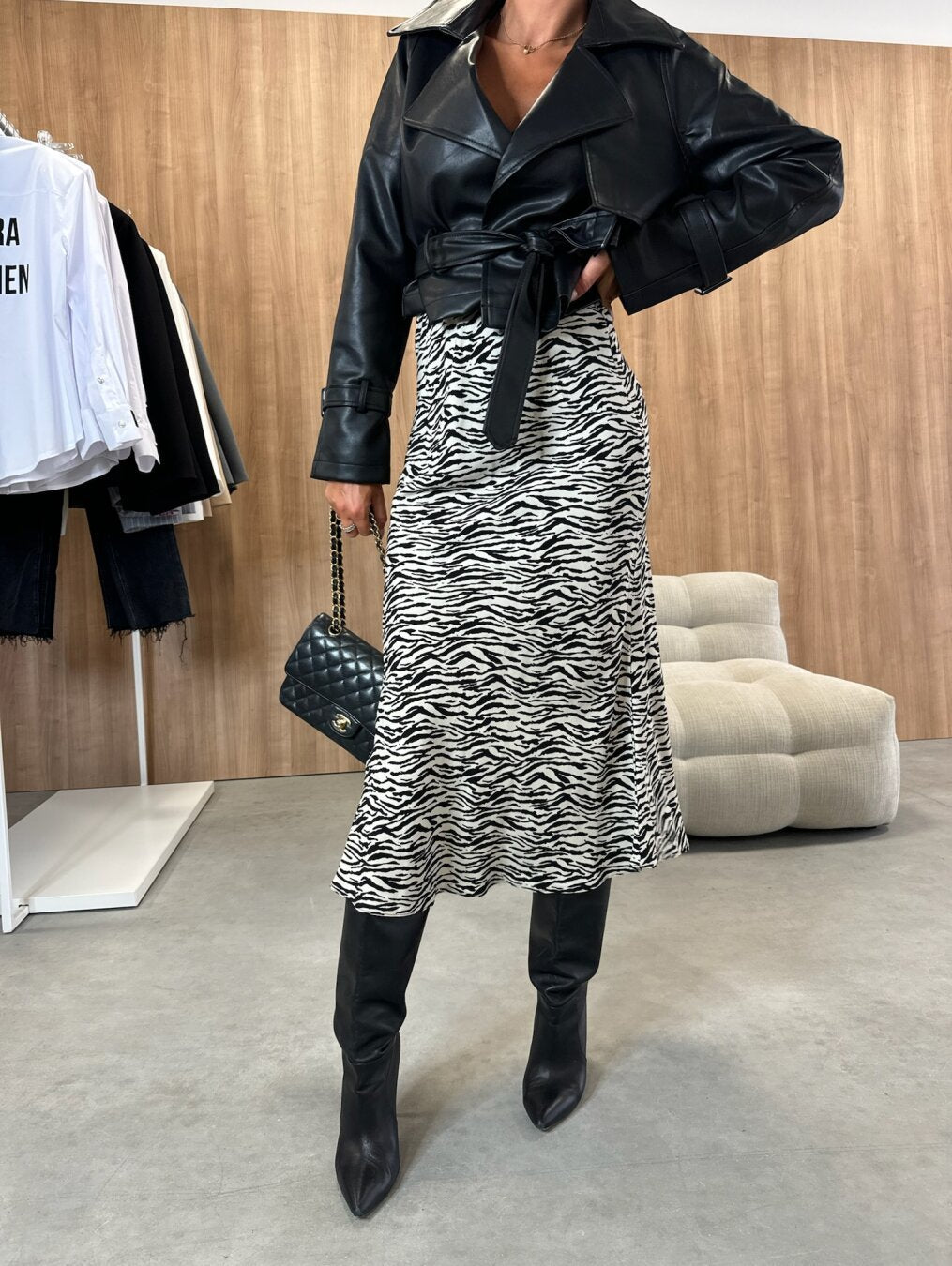 Printed Bodycon Midi Skirt