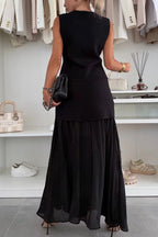 Fashion Vest & Chiffon Skirt Set