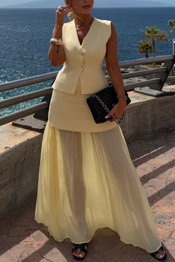 Fashion Vest & Chiffon Skirt Set