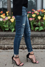 Elastic Worn Out Wrinkle Jeans