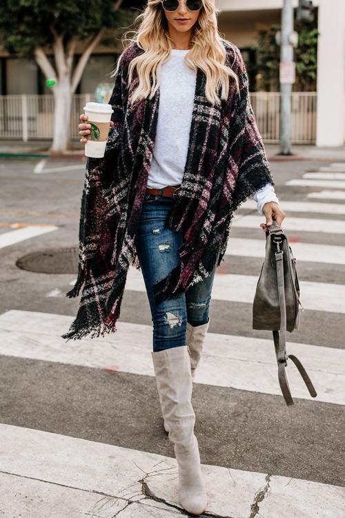 Gird Cloak Poncho Sweater Cardigan