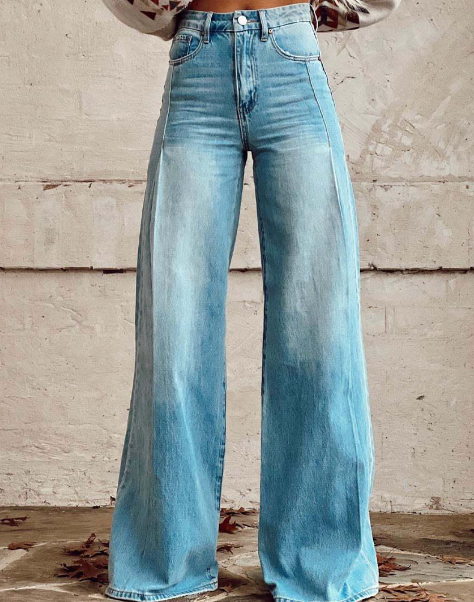 Vintage Wide Leg Denim Feel Pants